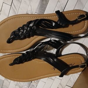 Annie Black Braided Sandals for Women